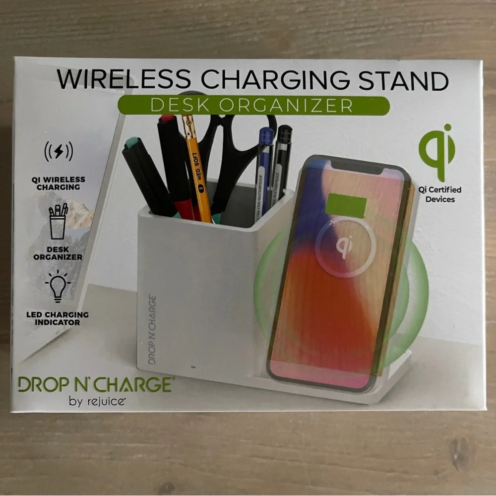 NEW Wireless Charging Stand Desk Organizer Drop N' Charge by Rejuice